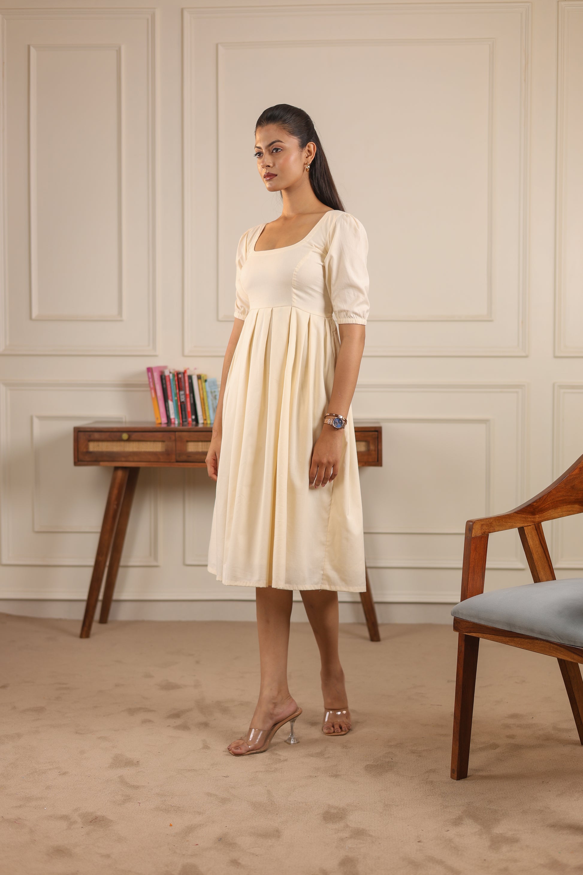 Ivory Dress  Women's Banana Cotton Midi Dress  NIOUR FASHION